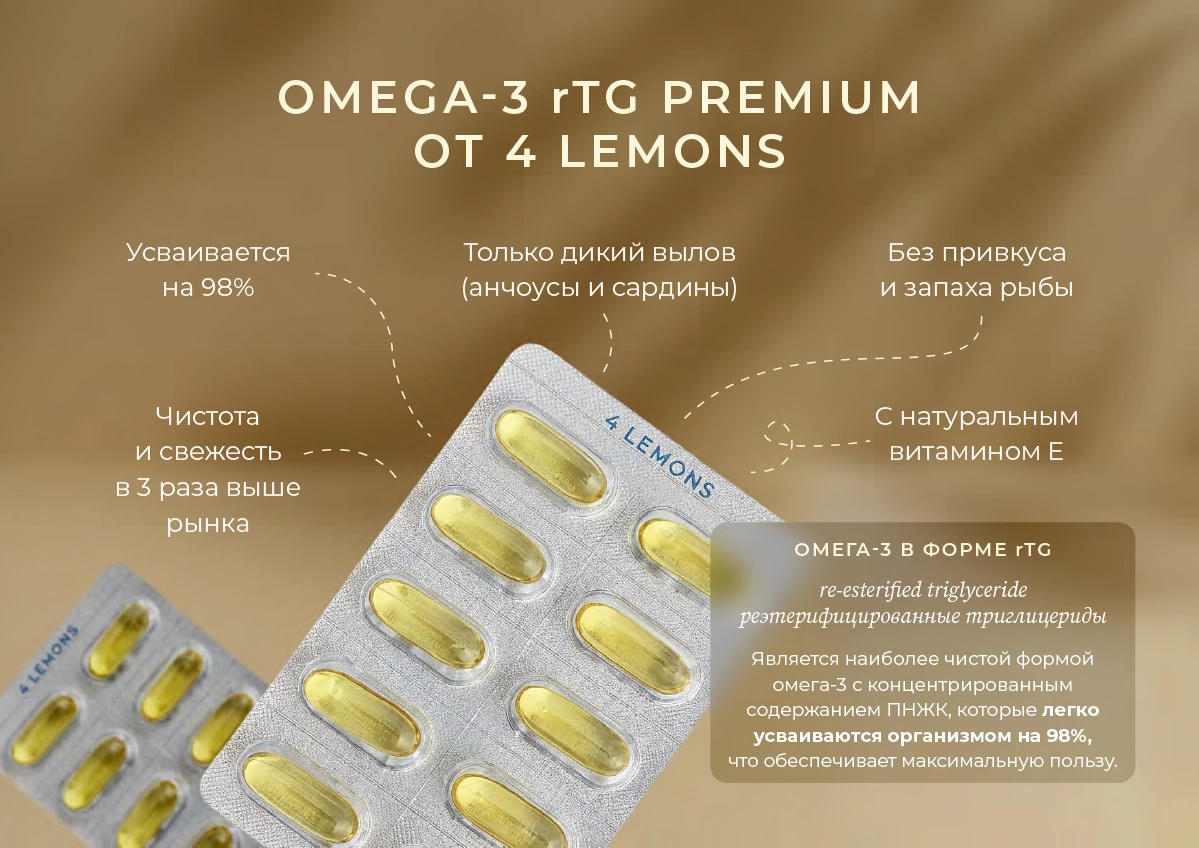 Омега-3 rTG 4 Lemons банер